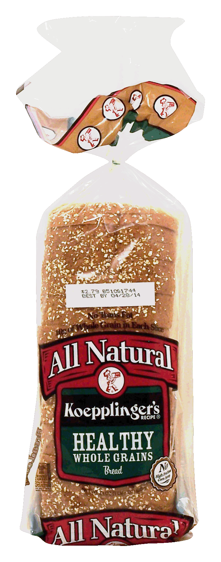 Koepplinger's All Natural healthy whole grains sliced bread loaf Full-Size Picture